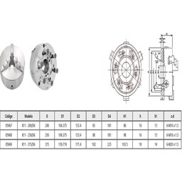 Placa para Torno 3 Castanhas Autocentrante 315mm - Fixação Camlock - 5