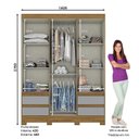 Ver imagem 6 de Guarda Roupa Solteiro Lema 3 Portas e 4 Gavetas Nature/Cinza - Móveis Briz