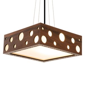 Luminária Decorativa Madeira Pendente Mariscal Quad 45cm:Pau Ferro