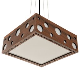 Luminária Decorativa Madeira Pendente Mariscal Quad 45cm:Pau Ferro - 4