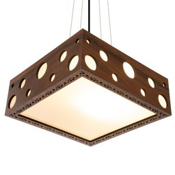 Luminária Decorativa Madeira Pendente Mariscal Quad 45cm:Pau Ferro - 5