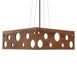Luminária Decorativa Madeira Pendente Mariscal Quad 45cm:Pau Ferro - 7