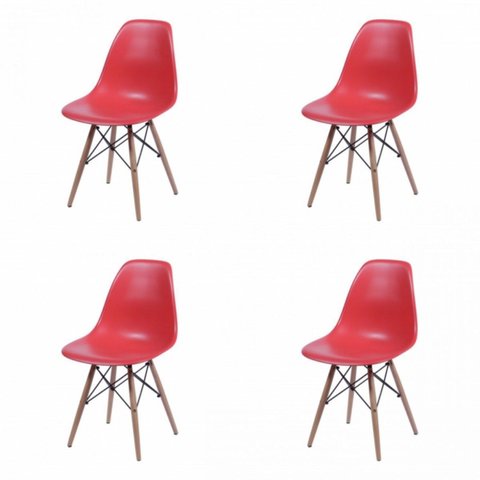 Kit 4 Cadeiras Polipropileno Eames Dkr