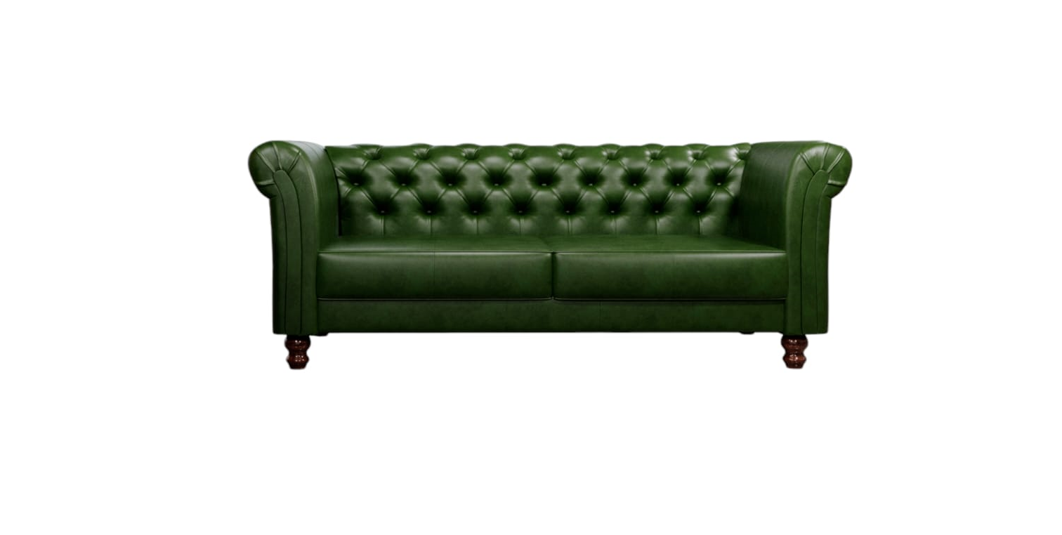 Sofá Decorativo de Couro Chesterfield 200cm Verde - Mozzelar - 3