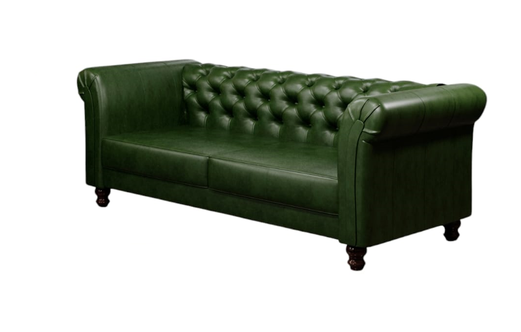 Sofá Decorativo de Couro Chesterfield 200cm Verde - Mozzelar - 4