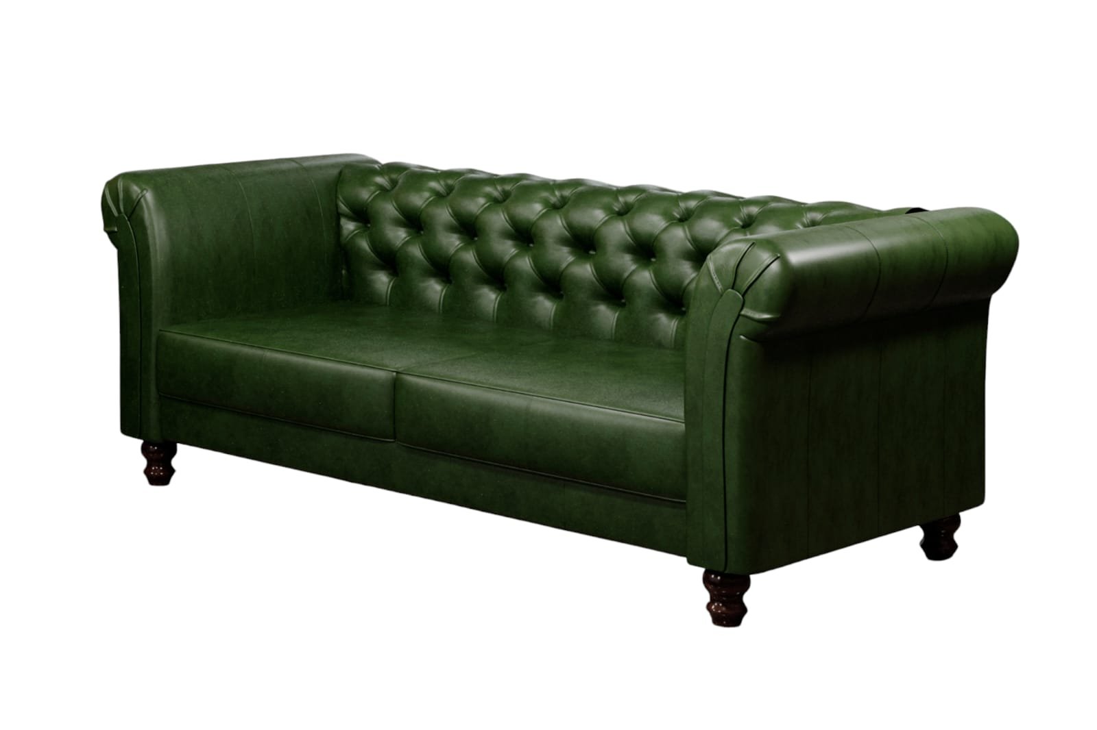 Sofá Decorativo de Couro Chesterfield 200cm Verde - Mozzelar - 2