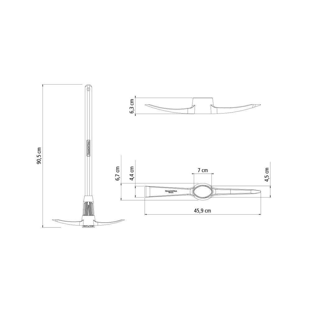 Picareta Estreita Tramontina em Aço Tamanho 4 com Cabo de Madeira 90 Cm - 4