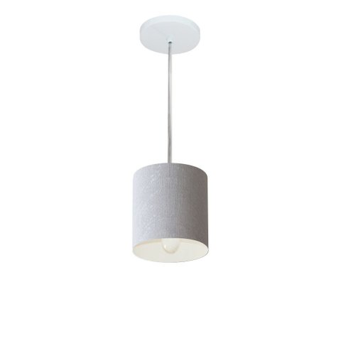 Lustre Pendente Cilíndrico Vivare Md-4200 Cúpula em Tecido 14x15cm - Bivolt - Rustico Cinza - Bivolt