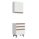 Ver imagem 1 de Kit Armário de Cozinha Aéreo e Balcão com 3 Gavetas 60 cm Branco Reims Madesa