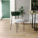 Ver imagem 2 de Kit 06 Cadeiras Estofadas para Sala de Jantar Melina L02 Facto Verde Musgo Bouclê Cinza - Lyam Decor
