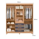 Ver imagem 3 de Guarda Roupa Casal New Fusion Casal 10 Portas Freijó Titanium - Móveis Albatroz