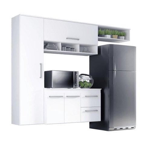 Armário de Cozinha Compacta Lua 4 Portas 2 Gavetas - Branco