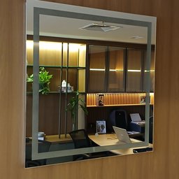 Espelho Decorativo de Luxo 80x80cm | Iluminado Led Frio 6000k | Touch Screen | Jateado | - 4