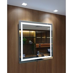 Espelho Decorativo de Luxo 80x80cm | Iluminado Led Frio 6000k | Touch Screen | Jateado | - 2