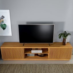 Rack Para Tv Até 75 Polegadas Valencia 2 Portas Ripadas 1,80 cm Cor Naturalli - 2
