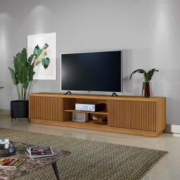 Rack Para Tv Até 75 Polegadas Valencia 2 Portas Ripadas 1,80 cm Cor Naturalli - 4
