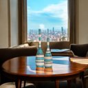 Ver imagem 4 de Dupla Vaso Decorativo de Mesa Garrafa Tulipa Azul e Palha Marrakesh