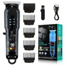 Ver imagem 1 de Super Máquina de Cortar Cabelo Profissional sem Fio Visor Led Lâmina Titânio Aço 306