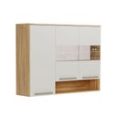 Ver imagem 2 de Armário Aéreo Cozinha 120 Cm Napoli 3 Portas com Vidro 100% Mdf Amêndoa/off White - Rio Doce