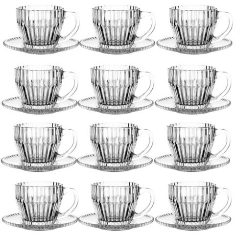 Jogo 24 Peças Xícaras Café com Pires 110ml Império Wolff Vid