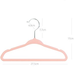 Kit 50 Cabide Infantil Veludo Antideslizante Ultra Fino Moderno:Rosa - 3