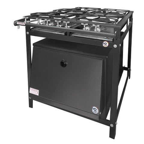 Fogão Industrial 4 Bocas 2 Simples a Gás Baixa Pressão Mr Fogões com Forno e Grelhas de Aço P5