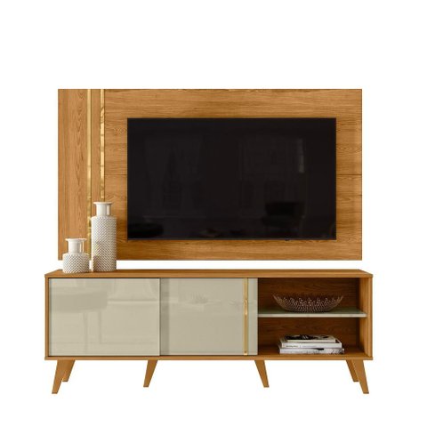 Painel com Bancada para Tvs de até 60 Polegadas Cronos Cumaru/Opala