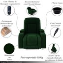 Ver imagem 3 de Poltrona do Papai Reclinável Sala de Cinema Crihs LIFT com Massagem e Aquecimento Veludo Verde Esmeralda G23 - Gran Belo