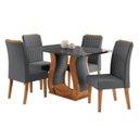 Ver imagem 3 de Conjunto Mesa de Jantar com 4 Cadeiras Estofadas e Tampo de Vidro 120x80x80cm Cinza