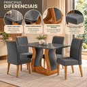 Ver imagem 6 de Conjunto Mesa de Jantar com 4 Cadeiras Estofadas e Tampo de Vidro 120x80x80cm Cinza