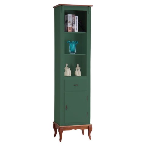 Estante para Sala 2 Prateleiras 1 Gaveta 1 Porta Pés Luiz Xv 60104 Linz Móveis - Verde/imbuia Glazer