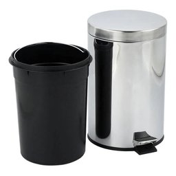 Kit Lixeira Com Pedal Inox 5 Litros + Escova Sanitária Inox - 4