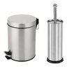 Kit Lixeira Com Pedal Inox 5 Litros + Escova Sanitária Inox - 1