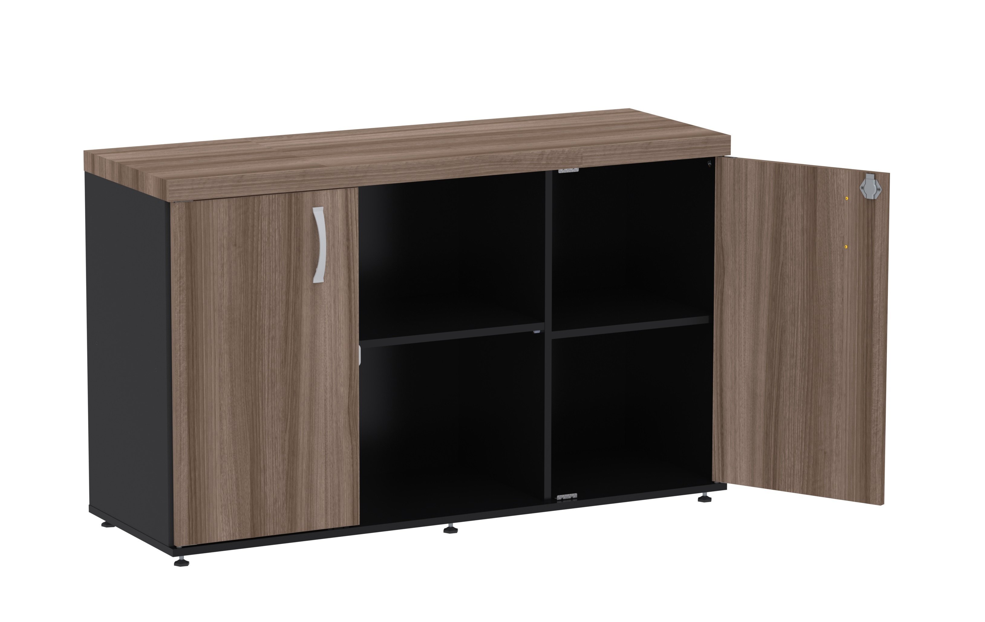 Armario Credenza com 2 Portas Pe 40 Pandin Walnut e Preto - 2