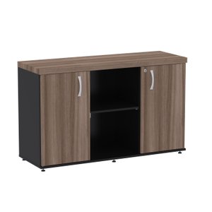 Armario Credenza com 2 Portas Pe 40 Pandin Walnut e Preto