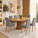 Ver imagem 1 de Conjunto Sala de Jantar 6 Lugares Tampo MDF 180x90cm Mesa Orgânica Arthus e Cadeiras Lyra