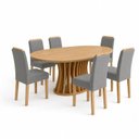 Ver imagem 3 de Conjunto Sala de Jantar 6 Lugares Tampo MDF 180x90cm Mesa Orgânica Arthus e Cadeiras Lyra