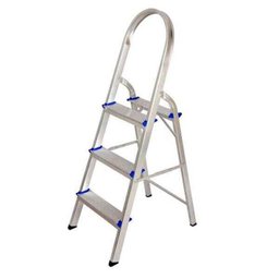 Escada Alumínio Forte Doméstica com 3 Degraus até 120kg Real - 2
