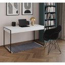 Ver imagem 1 de Escrivaninha Industrial Office Estudo Malta Branca 137x53cm com 1 Poltrona Preta Eames Eiffel Base F