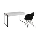 Ver imagem 2 de Escrivaninha Industrial Office Estudo Malta Branca 137x53cm com 1 Poltrona Preta Eames Eiffel Base F