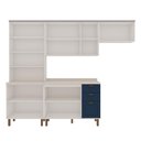 Ver imagem 4 de Cozinha Modulada Compacta 4 Peças com Cristaleira 100% Mdf Branco e Azul