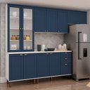 Ver imagem 3 de Cozinha Modulada Compacta 4 Peças com Cristaleira 100% Mdf Branco e Azul