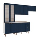 Ver imagem 1 de Cozinha Modulada Compacta 4 Peças com Cristaleira 100% Mdf Branco e Azul