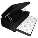 Ver imagem 3 de Bicama Box Baú Solteiro Conjugado com Cama Auxiliar Bicama 3 em 1 - Suede Preto