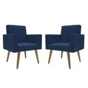 Ver imagem 2 de Kit 2 Cadeiras Recepção Poltrona Decorativa Escritório Azul-marinho