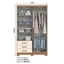 Ver imagem 4 de Guarda Roupa Solteiro Caju 4 Portas e 3 Gavetas Cinamomo/Off White - Móveis Henn