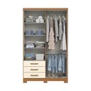 Ver imagem 3 de Guarda Roupa Solteiro Caju 4 Portas e 3 Gavetas Cinamomo/Off White - Móveis Henn
