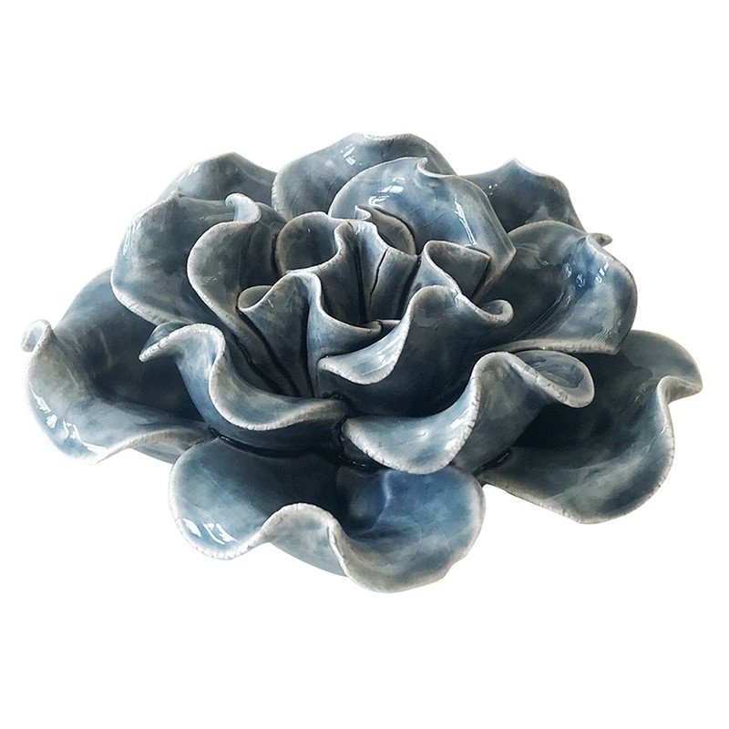 Peça Decorativa de Cerâmica Flor Azul 10,3 x 10 x 4 cm