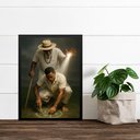 Ver imagem 1 de Quadro Decorativo Preto Velho e Médium 33x24cm - com Vidro:moldura Branca