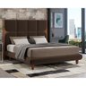Cama Queen Japonesa 176cm Pés Madeira Haru Veludo Marrom - Sallar Home - 2